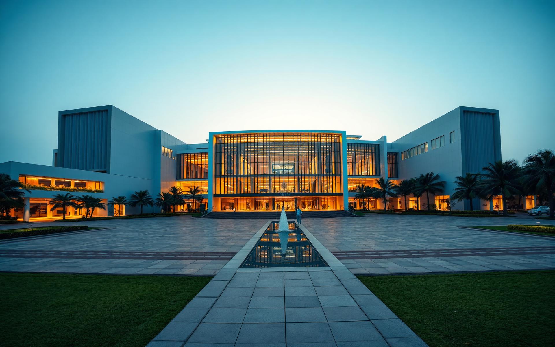 Zamra International Convention & Exhibition Centre at dusk